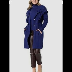 Christian Siriano Royal Blue Ruffled Trench Coat